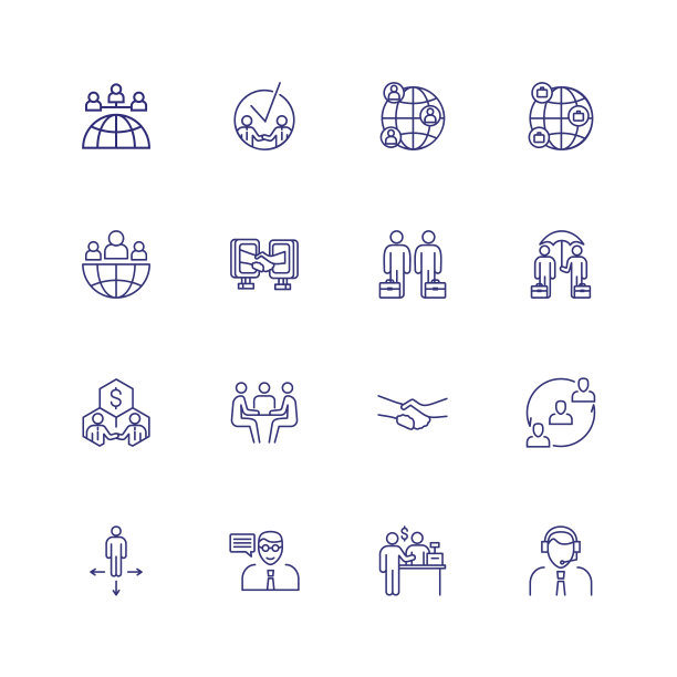 伙伴关系线图标集图片下载