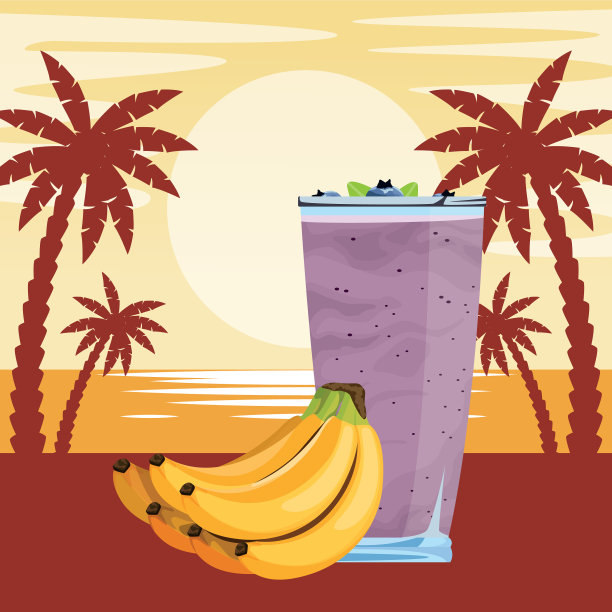 热带水果和冰沙饮料图片下载