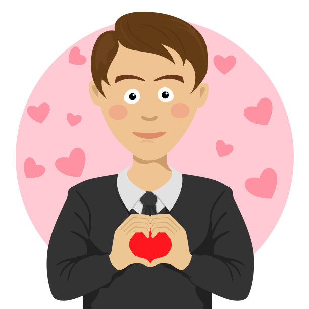 十几岁的男孩制作心形标志图片下载