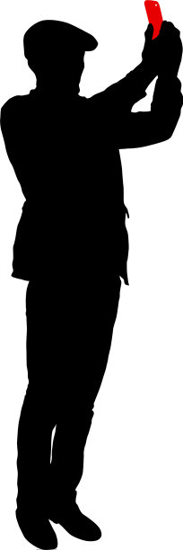 剪影男子自拍智能手机图片下载