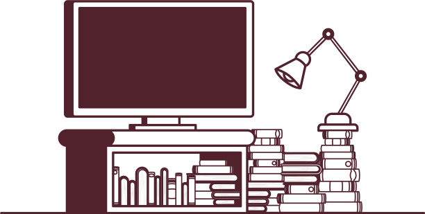 等离子电视在木架与书籍图片下载