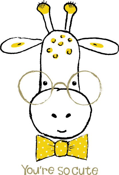 可爱的长颈鹿手绘肖像图片下载