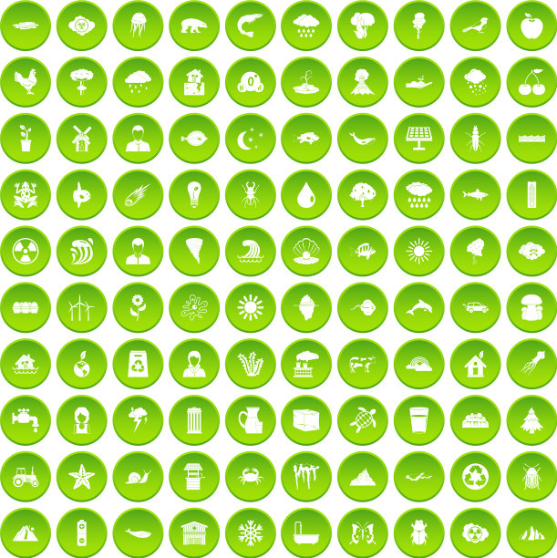 100个地球图标设置绿色圈图片下载