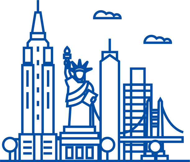 美国纽约线图标概念美国纽约平图片下载