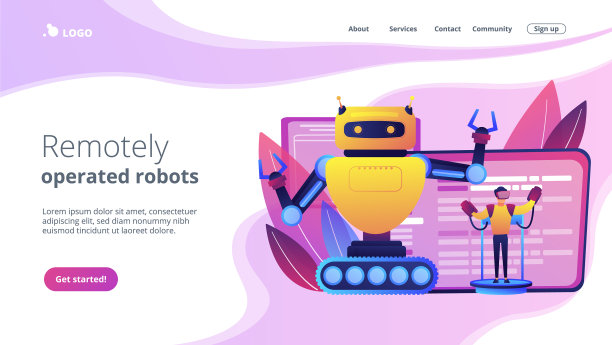 远程操作机器人概念登陆页图片下载