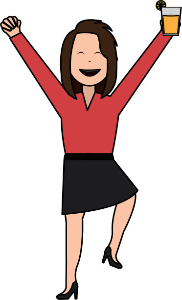 快乐的女商人用鸡尾酒庆祝图片下载