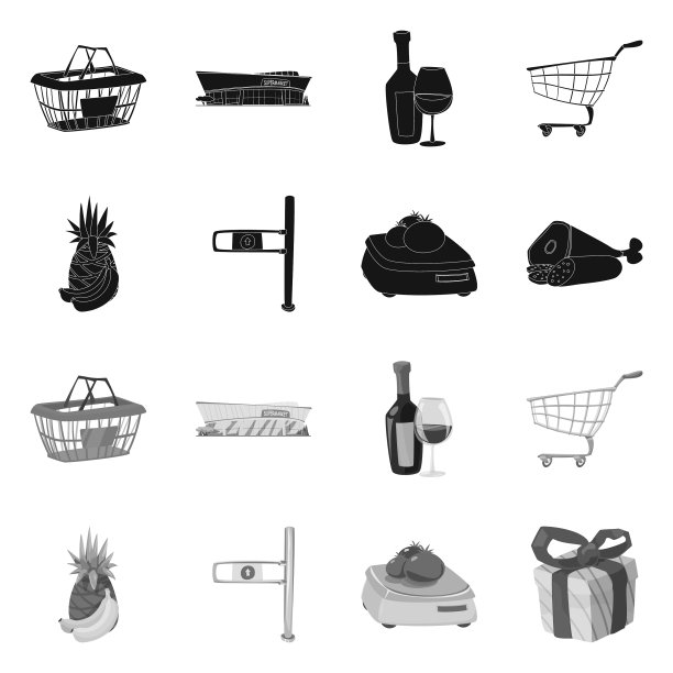 孤立对象的食品饮料标识集图片下载