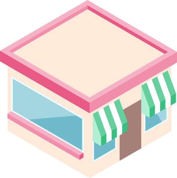 等距店面平面风格的商业设计图片下载