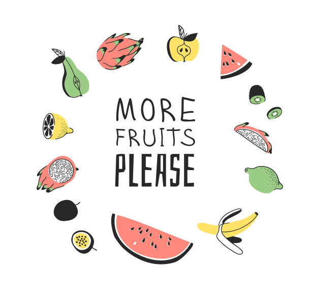 手绘集蔬菜、水果和生态图片下载