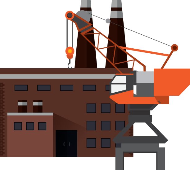 工厂和工业起重机图标图片下载