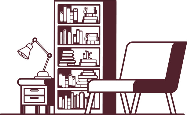 客厅有沙发和书架上的书图片下载