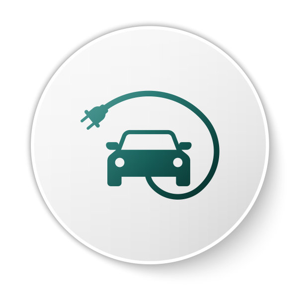 绿色电动汽车和电缆插头图片下载