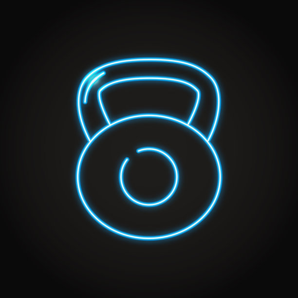 霓虹线风格的沉重哑铃图标图片下载