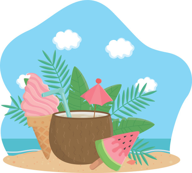 夏季和假期图标集设计图片下载