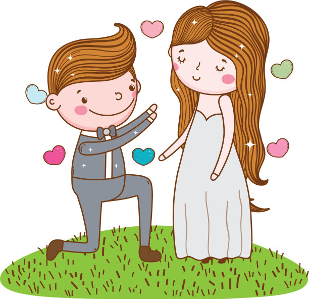 夫妻结婚可爱的卡通图片下载