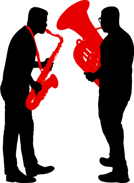 音乐家的剪影演奏萨克斯管和图片下载