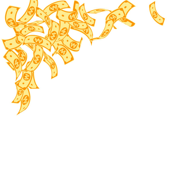 韩圆纸币上浮动的韩圆纸币图片下载