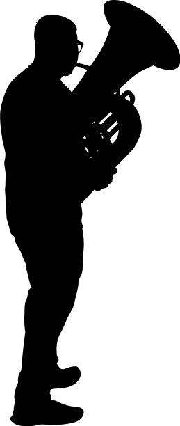 一个音乐家的剪影在演奏大号图片下载