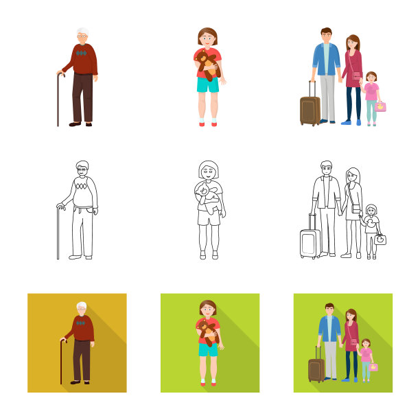 孤立对象的角色和头像标志集图片下载