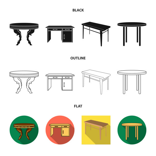 桌子和木制图标集图片下载