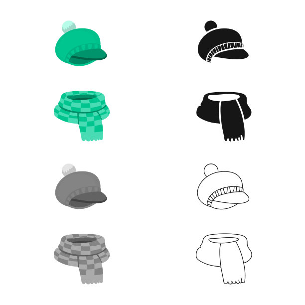 隔离对象帽子和围巾符号图片下载