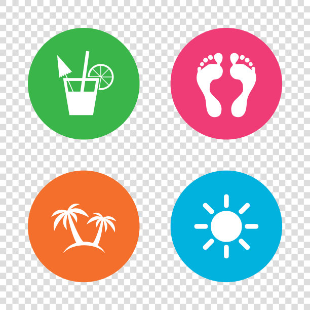 海滩假日标志鸡尾酒人类足迹图片下载