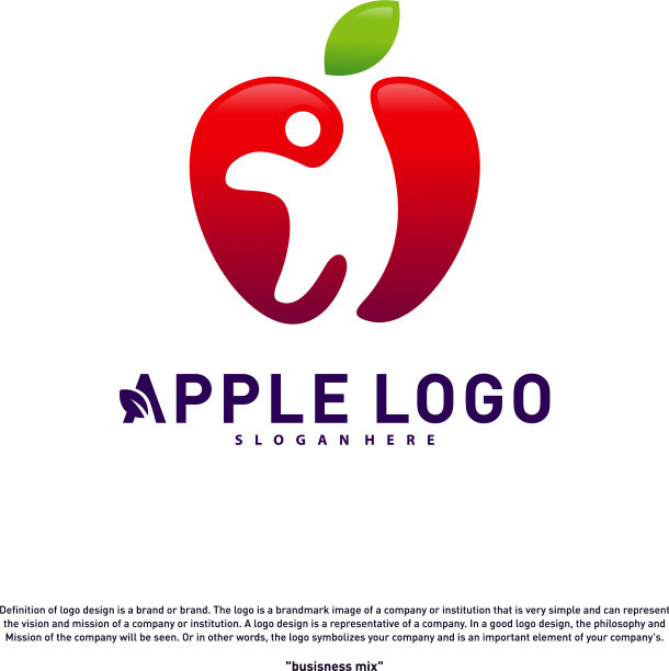 苹果以趣味人健康生活为标志理念图片下载