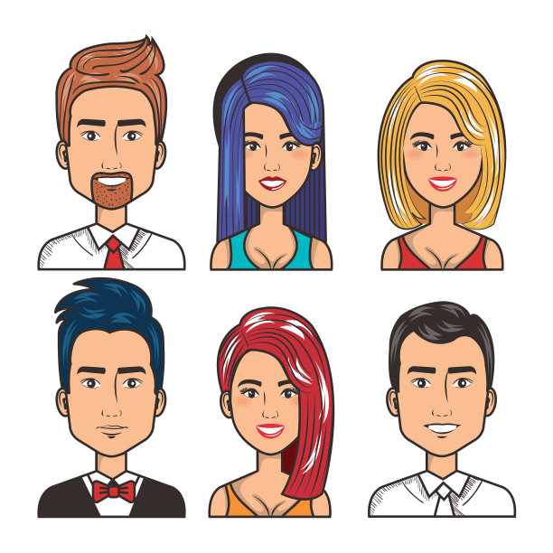 套人幸福男女肖像设计图片下载