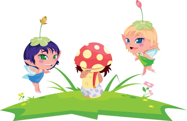 美丽的魔法仙子与蘑菇精灵在一起图片下载
