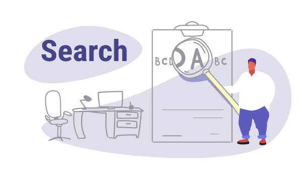 胖胖的男人拿着放大镜放大字母图片下载