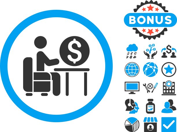 银行家办公室平面图标与奖金图片下载