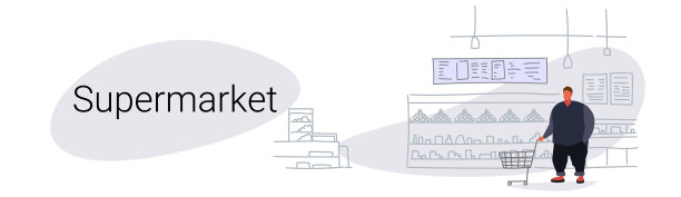 胖人推着手推车买东西图片下载