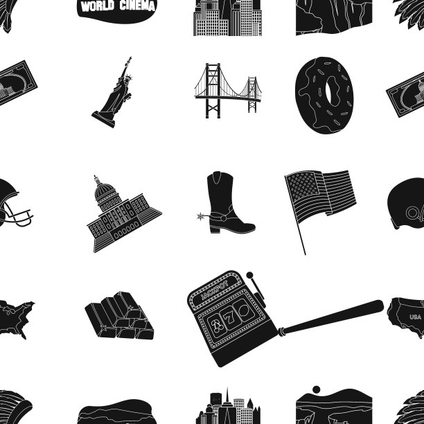 美国乡村图案图标在黑色风格大图片下载