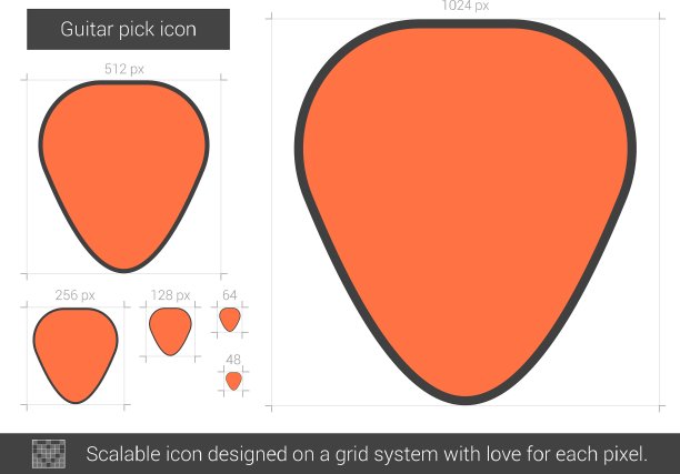 吉他拨片线性图标图片下载