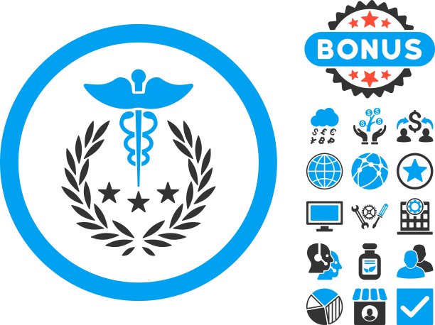 Caduceus标志平图标与奖金图片下载