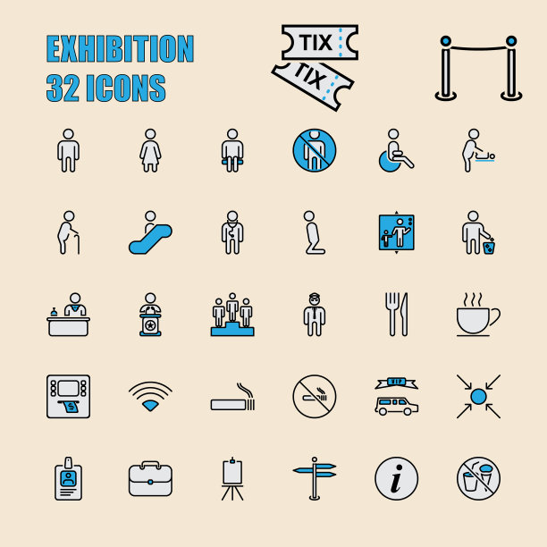 展览与社区细线64x64像素32图片下载