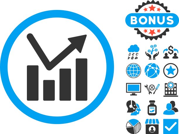 条形图趋势平图标与奖金图片下载