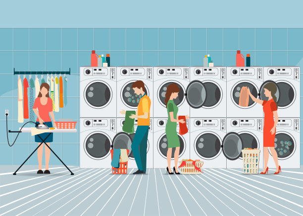 人们在洗衣房用工业排图片下载