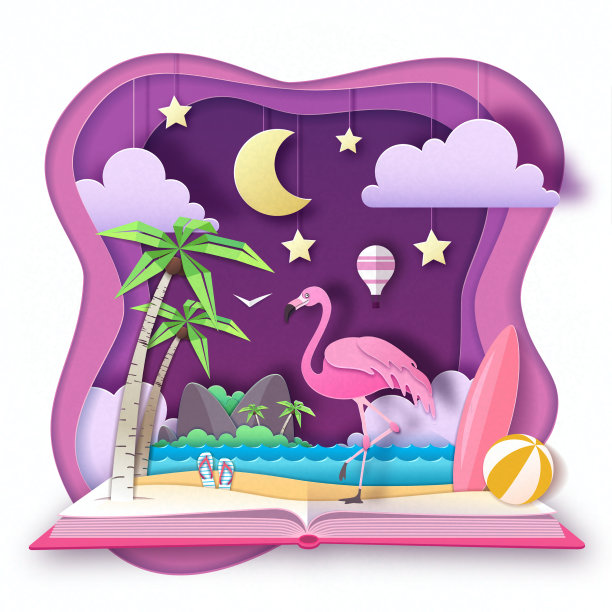 用火烈鸟打开童话书图片下载