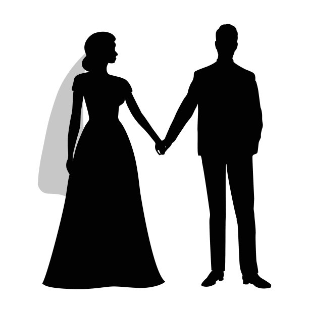 新郎新娘剪影图片下载