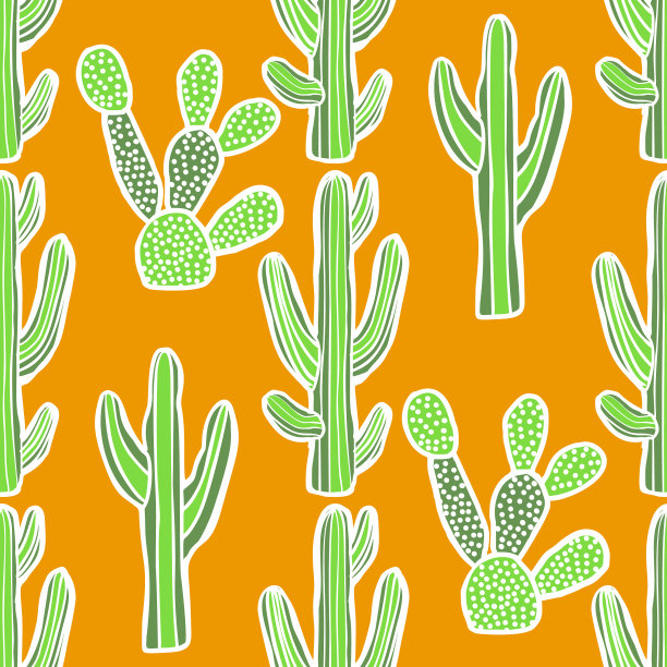 仙人掌图案在图形手绘风格图片下载