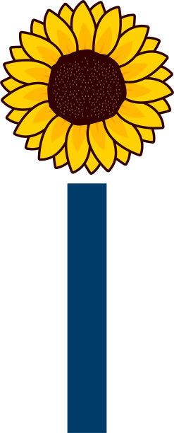 黄色向日葵花瓣与字母I标志图标图片下载