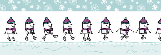 卡通步行者与羊毛帽子和围巾图片下载