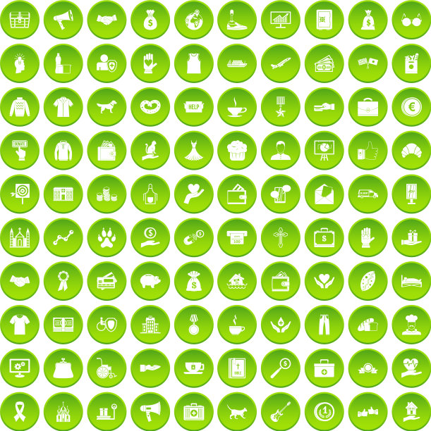 100个慈善图标设置绿色圈图片下载