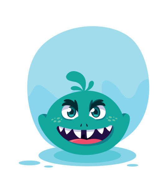 蓝色怪物卡通设计图标图片下载