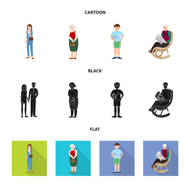 孤立对象的字符和化身标志集图片下载