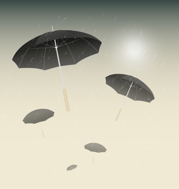 许多黑色的雨伞和雨天的背景图片下载