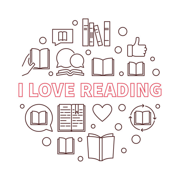 我喜欢阅读圆形大纲概念图片下载