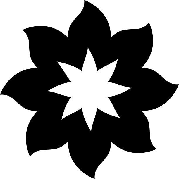 黑色八瓣花剪影图片下载