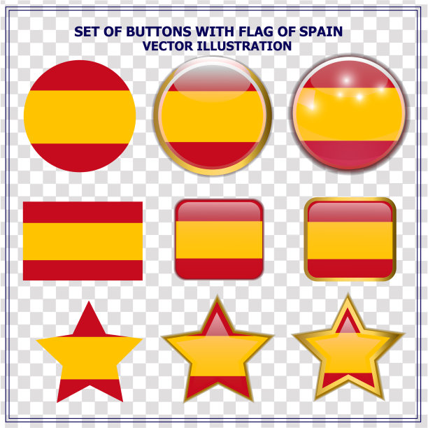 一组带有西班牙国旗的纽扣图片下载